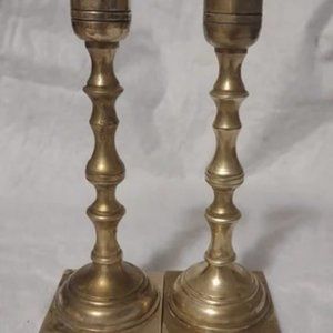 Brass Vintage Candle Holder Pair